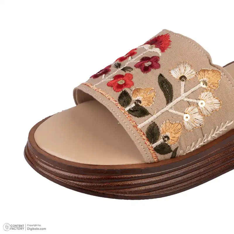 دمپایی زنانه مدل پاویسا مزرعه رنگ کرم