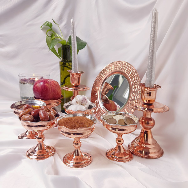 ست 9 تکه هفت سین مسی مدل پایه دار کد ZH223.261 مجموعه 9 عددی