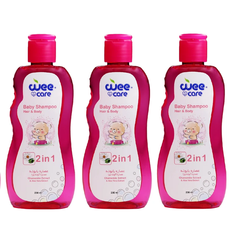 شامپو سر و بدن کودک وی کر مدل عصاره آلوئه ورا و عصاره بابونه حجم 230 میلی لیتر بسته 3 عددی