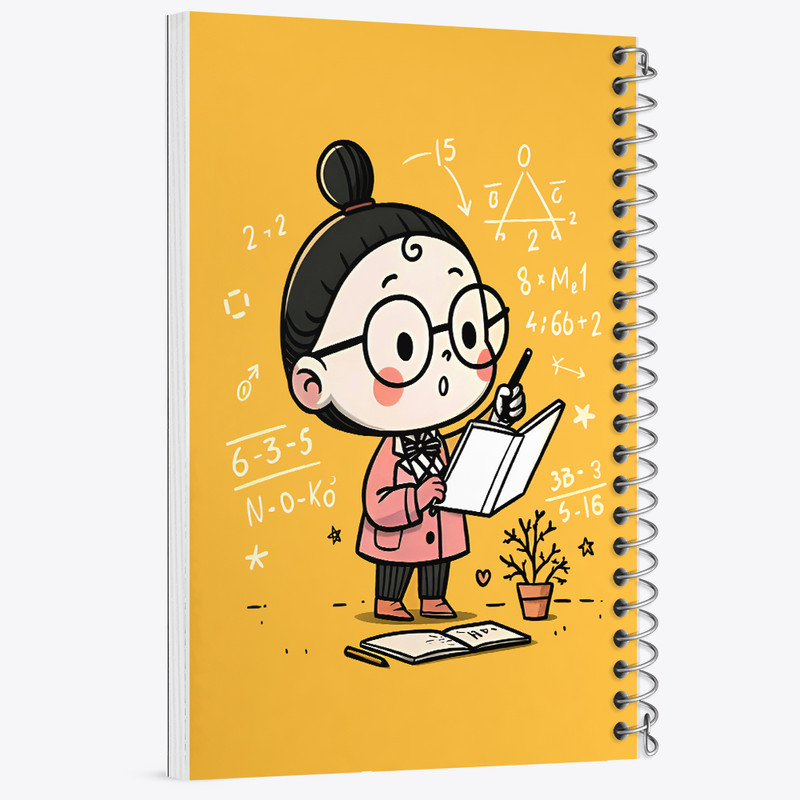 دفتر مشق 100 برگ خندالو طرح دختر ریاضیدان کد F8044