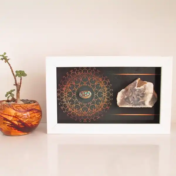 تابلو پارلا گوهر مدل سنگ عقیق و فیروزه کد 5645