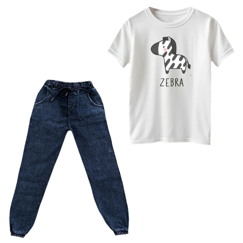 ست تی‌شرت و شلوار پسرانه مدل گورخر کد ۳