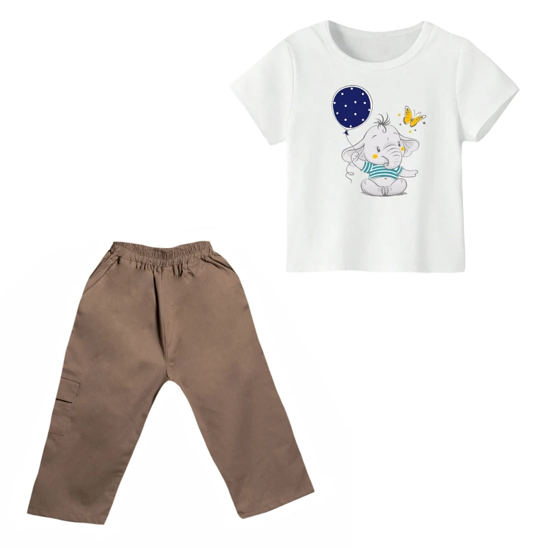 ست تی شرت و شلوارک دخترانه مدل فیل کد 16