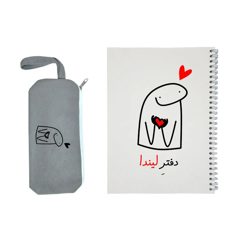 دفتر مشق 50 برگ طرح لیندا به همراه جامدادی