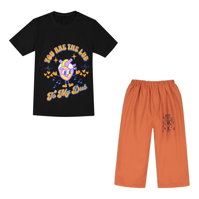 ست تی شرت آستین کوتاه و شلوارک دخترانه مدل lob