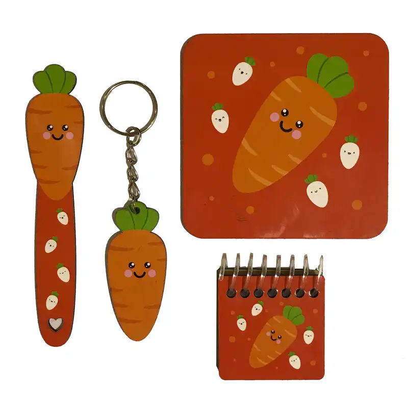 بسته لوازم تحریر طرح هویج کد O4 مجموعه 4 عددی