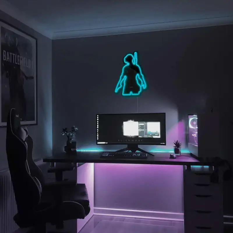 چراغ دیواری نئون دیزاین مدل Pubg-BL_TBL