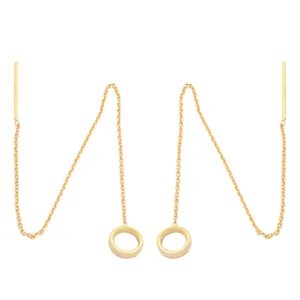 گوشواره طلا 18 عیار زنانه طلای مستجابی مدل بخیه ای گرد کد 40