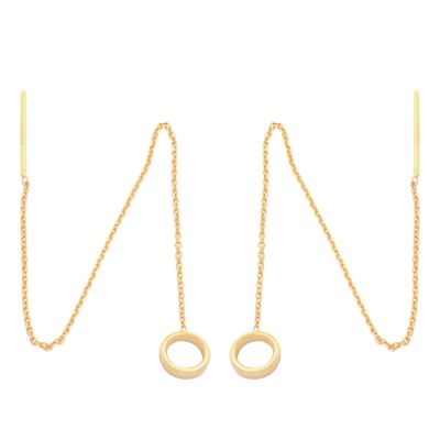 گوشواره طلا 18 عیار زنانه طلای مستجابی مدل بخیه ای گرد کد 40