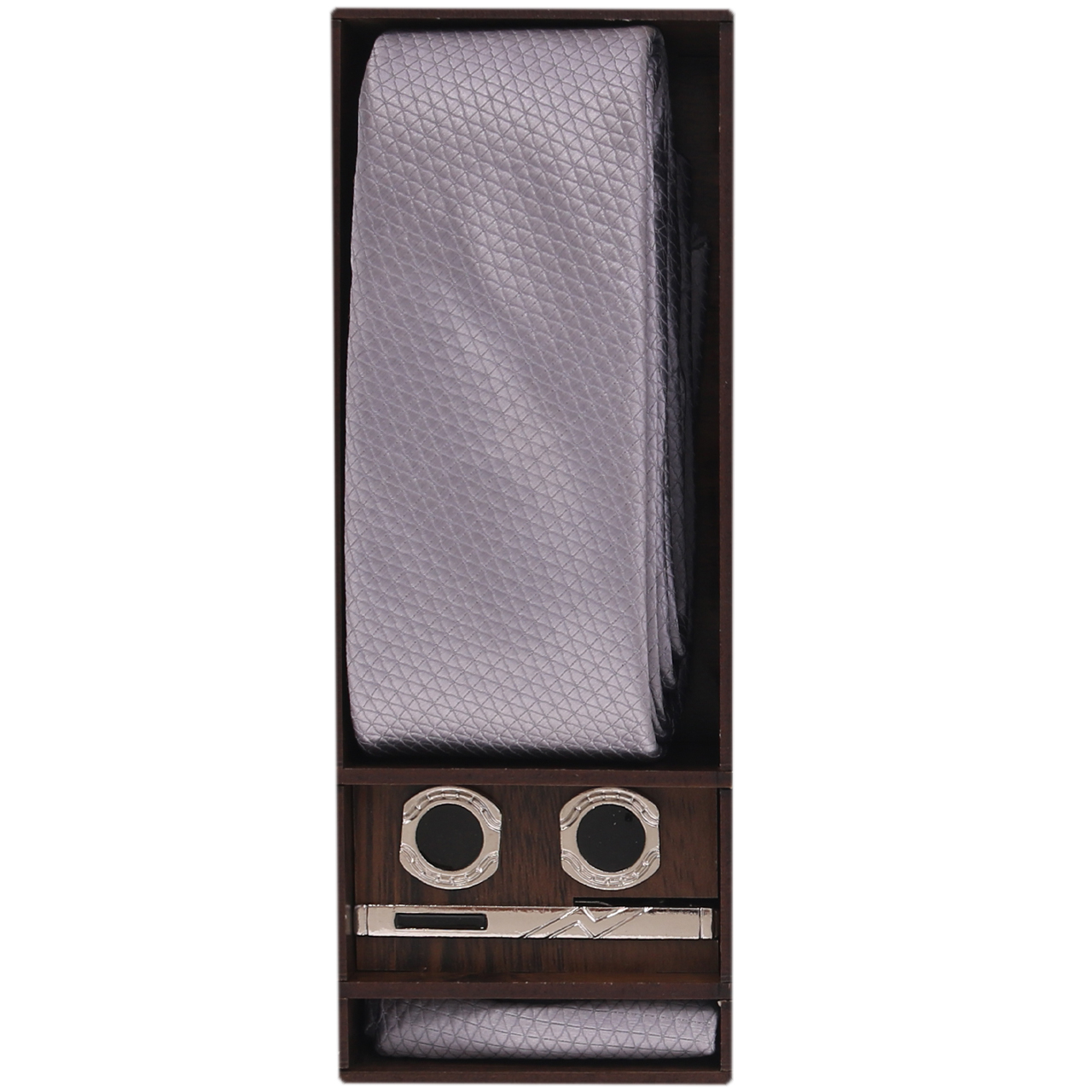 ست کراوات و دستمال جیب و گیره و دکمه سردست مردانه مدل PJ-107433