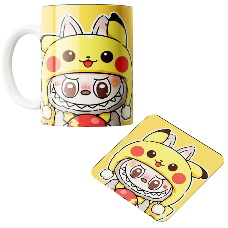 ماگ پاد آفرین مدل لبوبو کد z189 به همراه زیر لیوانی