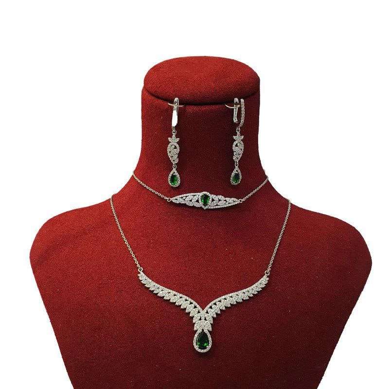 نیم ست نقره زنانه مدل زمرد