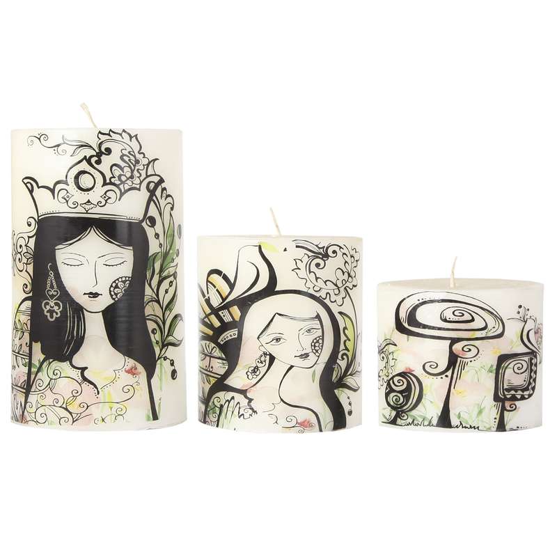 شمع طرح خاتون کد 363011 بسته سه عددی