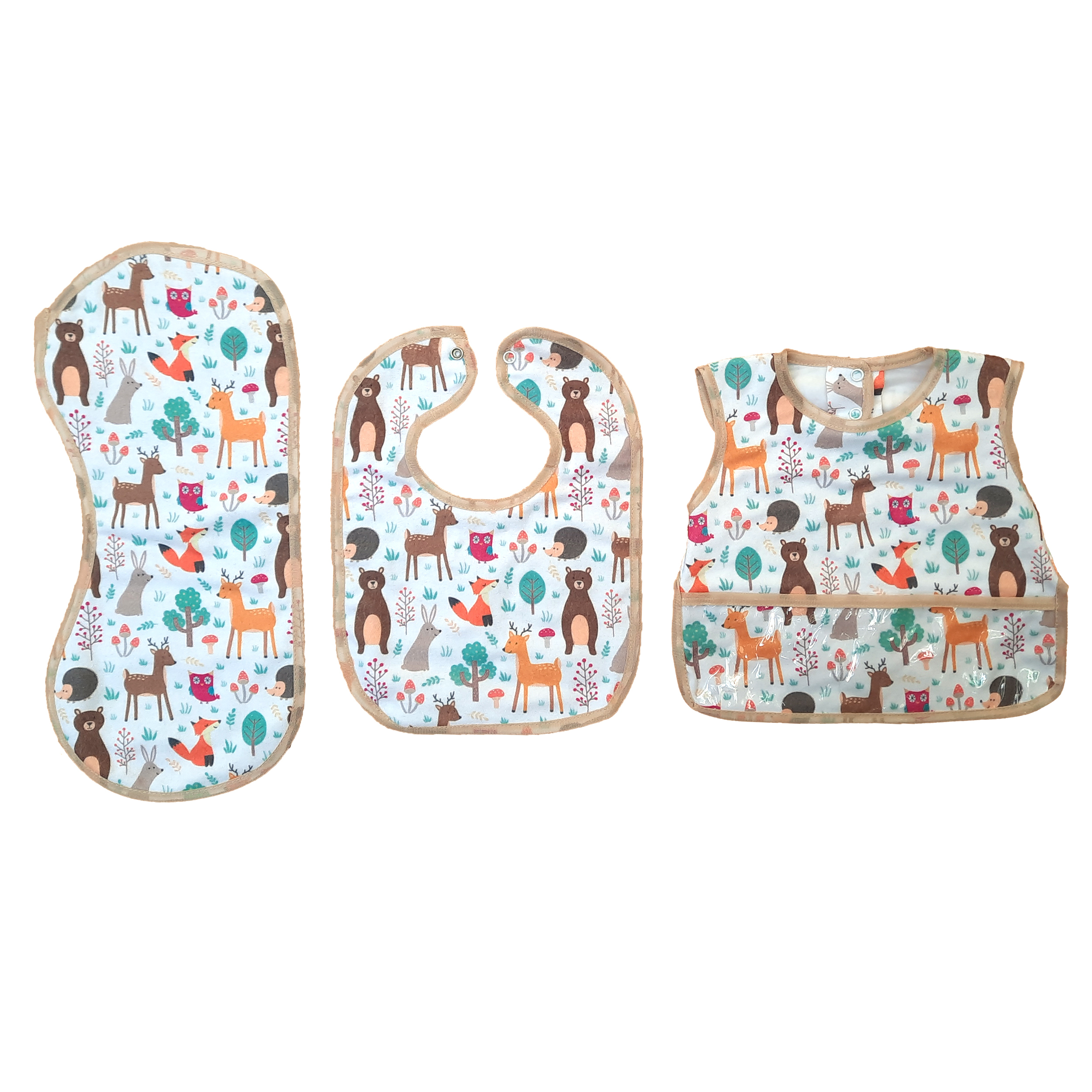 پیش بند نوزادی طرح حیوانات بسته 3 عددی