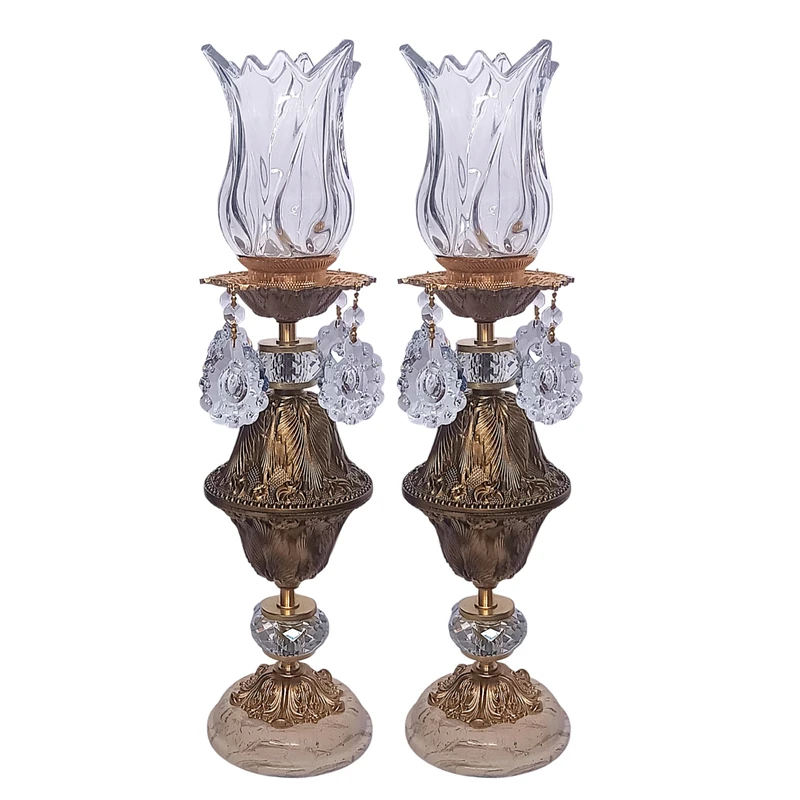 شمعدان برنجی مدل خمره ای کد S -4299 بسته دو عددی 