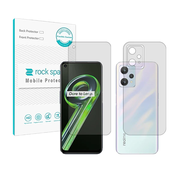 محافظ صفحه نمایش شفاف راک اسپیس مدل HyGEL مناسب برای گوشی موبایل ریلمی 9 5G به همراه محافظ پشت گوشی و لنز