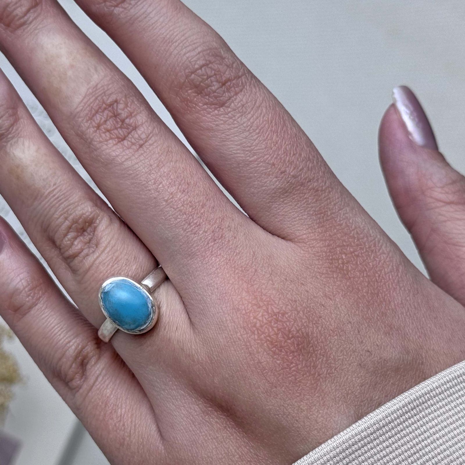 انگشتر نقره زنانه مدل رکاب دست ساز فیروزه نیشابور کد AW_736 - - 7