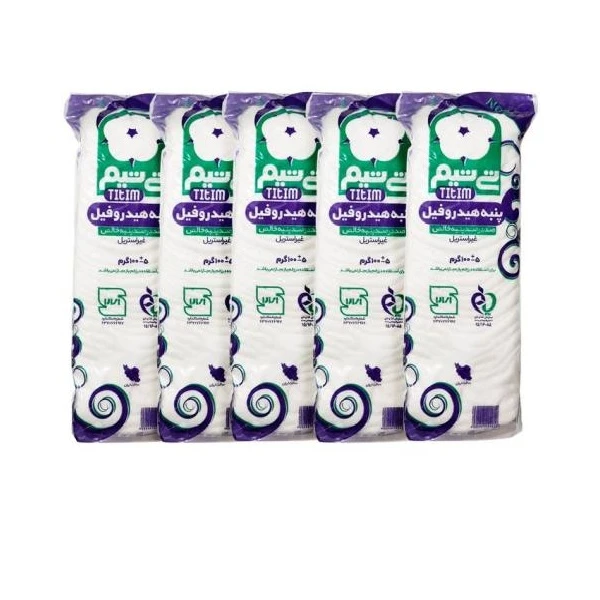 عکس شماره 2 : پنبه بهداشتی تی تیم کد 05 وزن 100 گرم مجموعه 5 عددی