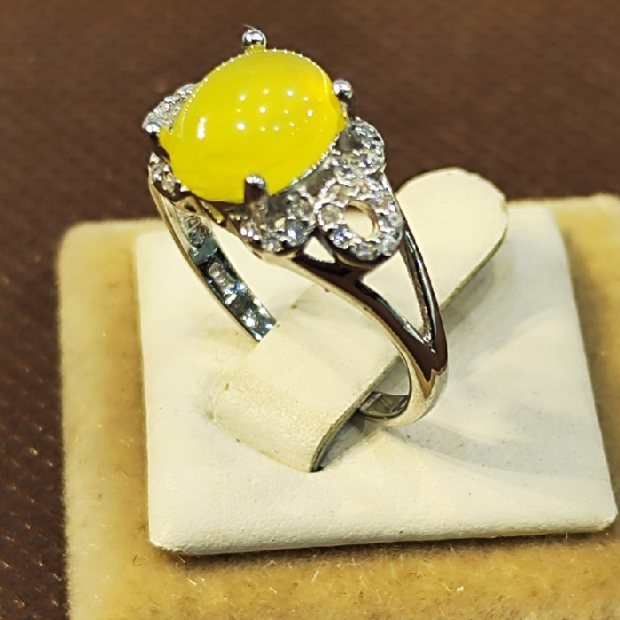 انگشتر نقره زنانه نقره جات بافندگان مدل سنگ شرف الشمس کد 1800