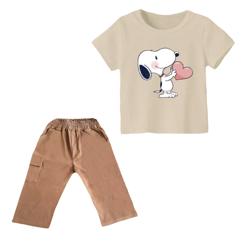 ست تی شرت و شلوارک پسرانه مدل اسنوپی کد ۴۷