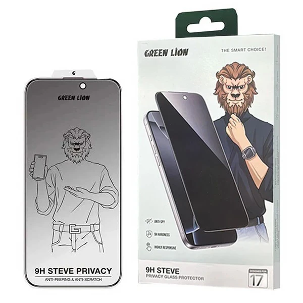 محافظ صفحه نمایش حریم شخصی گرین لاین مدل 9H Steve Privacy مناسب برای گوشی موبایل اپل iPhone 17 /16 Pro
