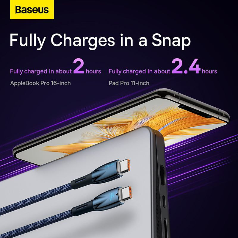 کابل USB-C باسئوس مدل Glimmer Series 100W طول 2 متر
