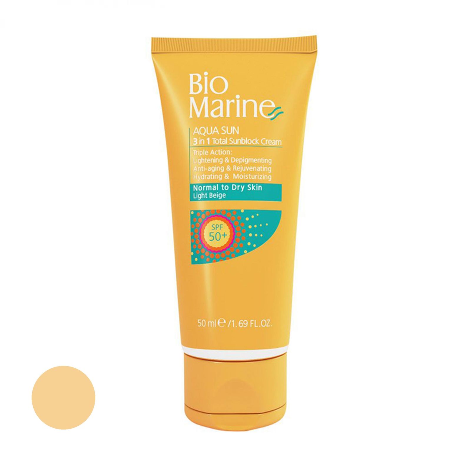 کرم ضد آفتاب رنگی بایومارین SPF 50 مدل ضد چروک 02 مناسب برای پوست خشک حجم 50 میلی لیتر - - 1