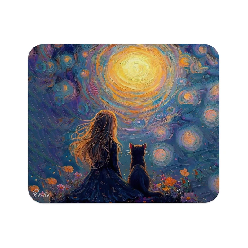 ماوس پد راویتا مدل دختر و گربه کد 3709 سایز 24*19 سانتی متر