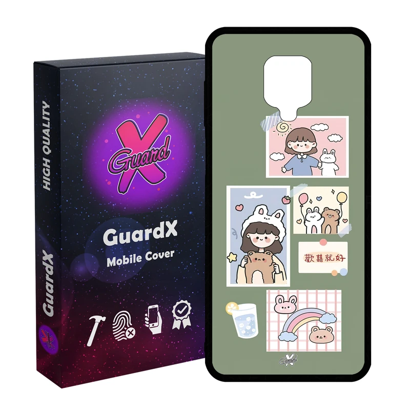 کاور گارد ایکس طرح Girl مدل Glass10514 مناسب برای گوشی موبایل شیائومی Redmi Note9 Pro/Note 9 Pro Max/Redmi Note 9S/MI Poco M2 Pro