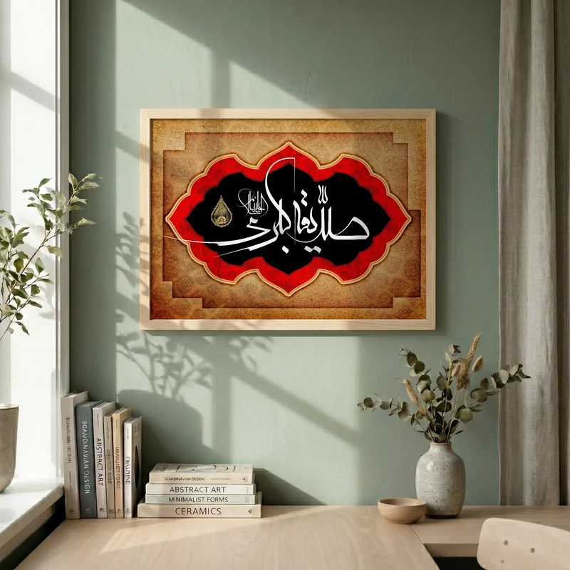 تابلو طرح صدیقه کبری (ع) مدل G14442 فریم کرم روشن