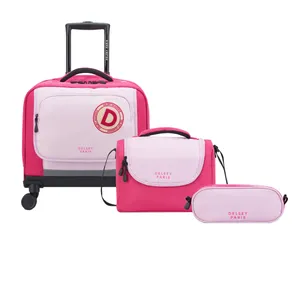 کیف دستی چرخ دار مدرسه دلسی مدل ACADEMIE Back To School 2025 به همراه جامدادی و کیف غذا 