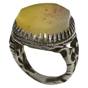 انگشتر نقره مردانه مدل عقیق یمنی شرف الشمس لوکس رگه دار  AYSL2113