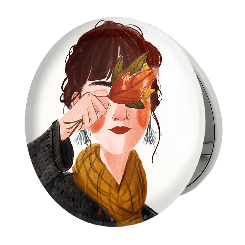 آینه جیبی خندالو طرح دخترونه مدل تاشو کد 1662 