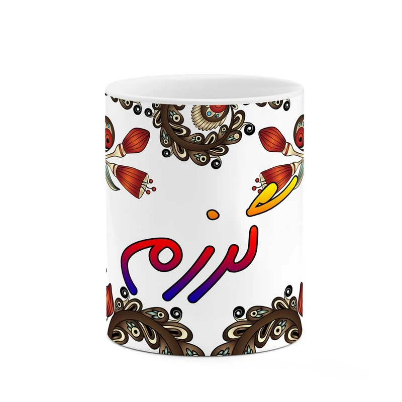 ماگ کاکتی مدل اسم گرزم طرح سنتی گل و بته کد mgh46677