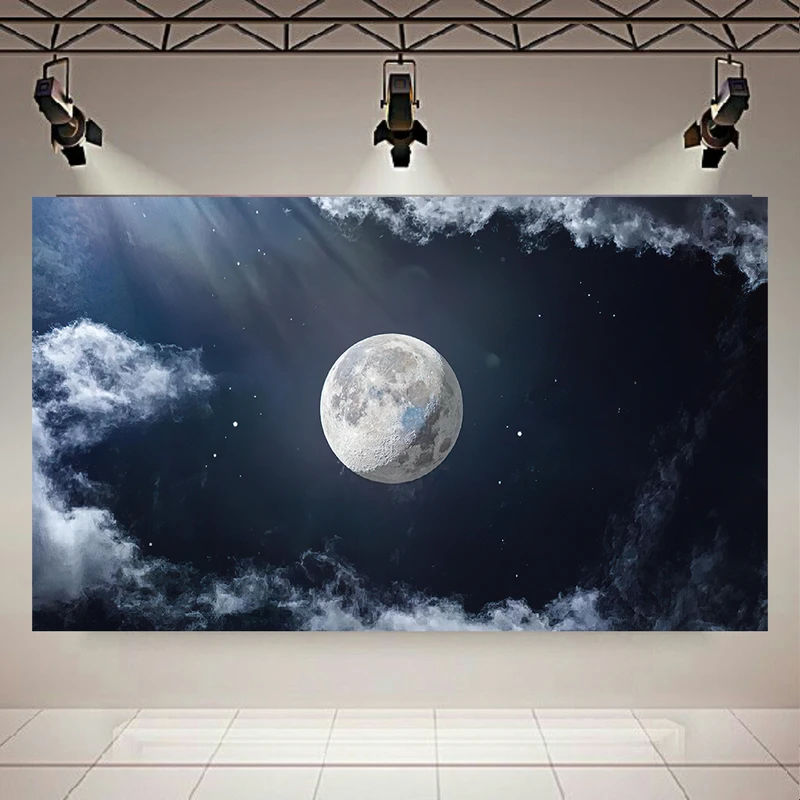 پوستر پارچه ای طرح کهکشان و ستارگان مدل سیاره ماه کد AR17810