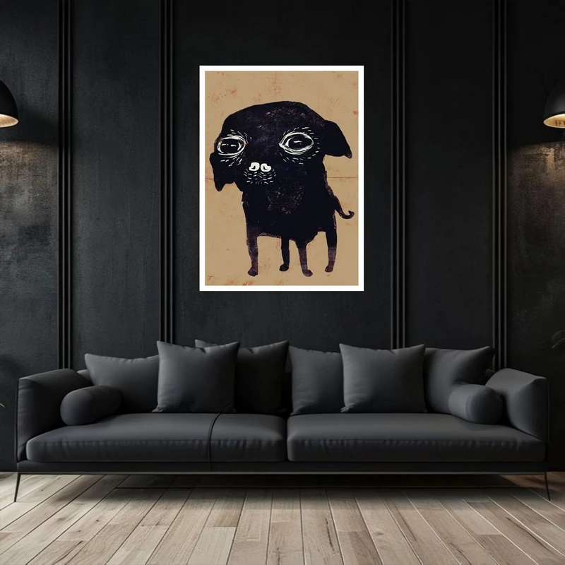 تابلو بکلیت طرح نقاشی مینیمال حیوانات سگ دکوری هنری و مدرن  مدل W-bu5395