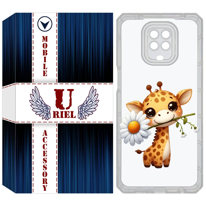 کاور یوریل قاب مدل Clear کد 38 طرح زرافه مناسب برای گوشی موبایل شیائومی Redmi Note 9S / Note 9 Pro / Note 9 Pro Max