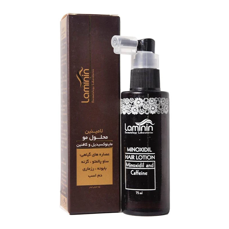عکس شماره 2 : محلول تقویت کننده مو لامینین مدل ماینوکسیدیل و کافئین حجم 75 میلی لیتر