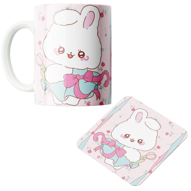 ماگ پاد آفرین مدل فانتزی کد  ۳۷ همراه با زیر لیوانی