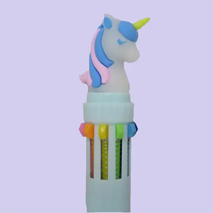 خودکار مدل  فانتزی 10 رنگ طرح اسب تک شاخ یونیکورن کد p به همراه پاک کن