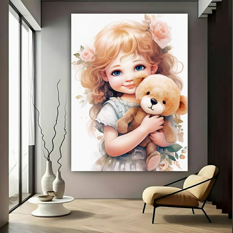پوستر پارچه ای طرح مخمل نقاشی کودک مدل عروسک کد FP106405