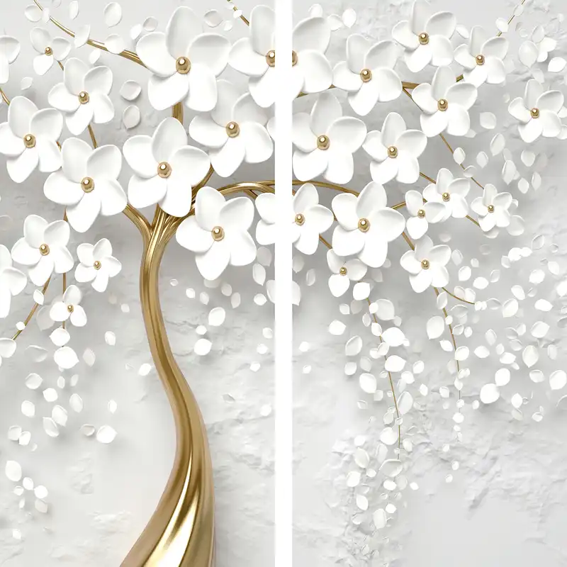 پرده مدل پانچی طرح شکوفه درخت سایز 280x145 سانتی متر