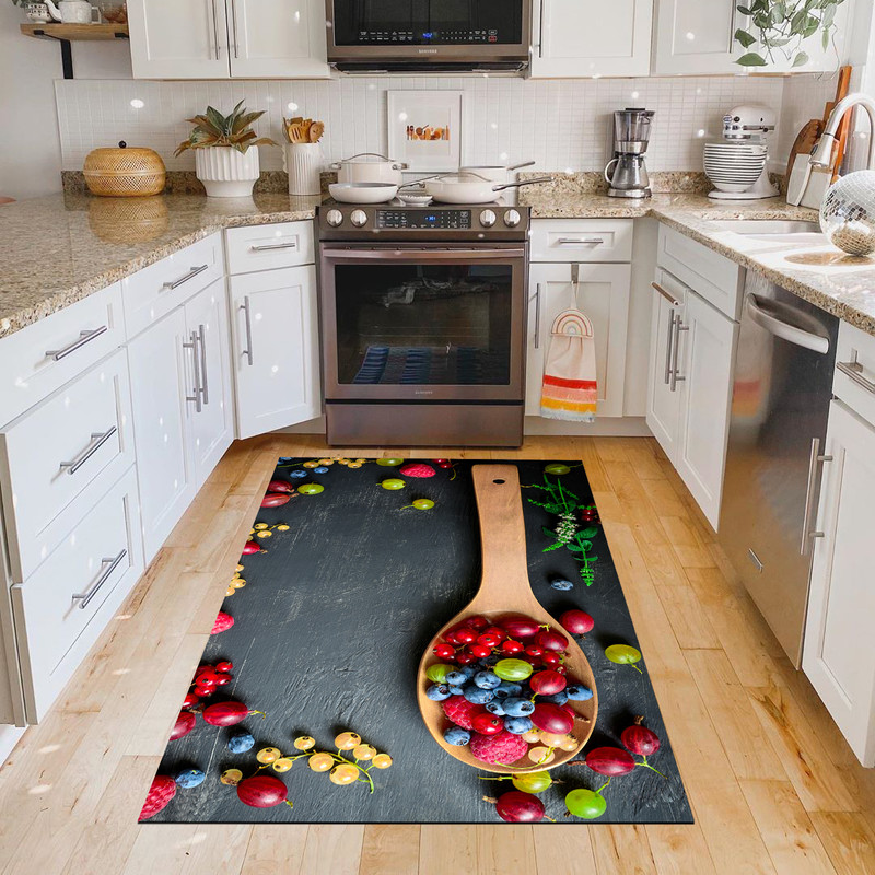 فرش پارچه ای طرح آشپزخانه مدل توت جنگلی 6040