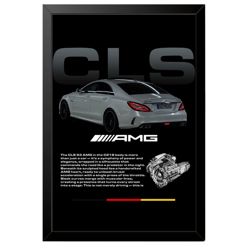 تابلو بکلیت طرح ماشین و خودرو مرسدس بنز Mercedes-Benz CLS 63 AMG مدل B-po1888 فریم مشکی