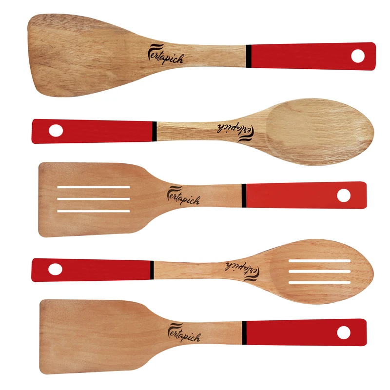 سرویس کفگیر و ملاقه 5 پارچه فرتاپیچ مدل چوبی کد 049