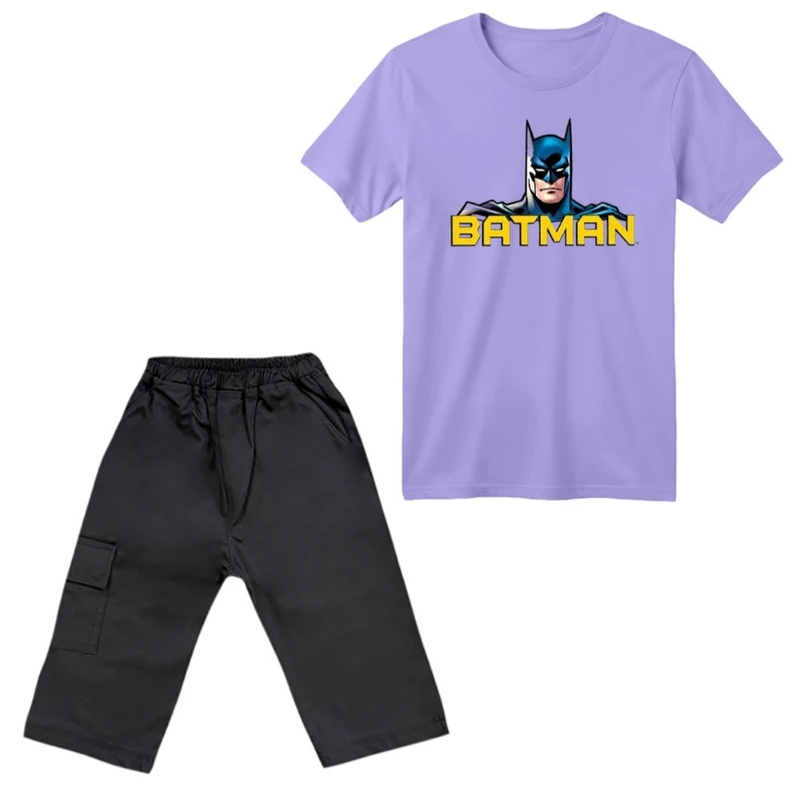 ست تی‌شرت آستین کوتاه و شلوارک پسرانه مدل بتمن کد ۳