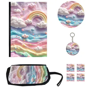 بسته لوازم تحریر مدل کلاسور رنگین کمان کد 1فانتزی مجموعه 8 عددی