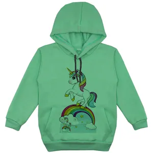 هودی دخترانه مدل تکشاخ F02 رنگ سبز