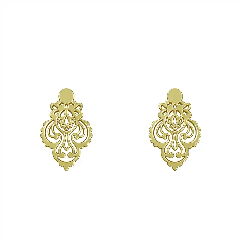 گوشواره طلا 18 عیار زنانه مدوپد مدل اسلیمی کد GA1-15278