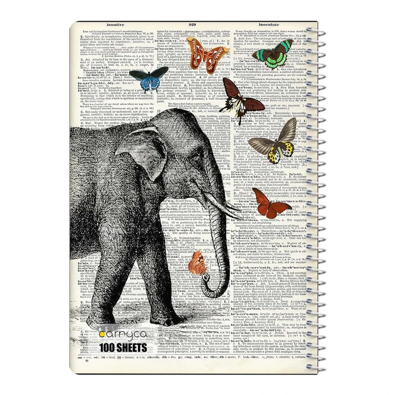 دفتر مشق 100 برگ سیمی کارنیکا طرح روزنامه وینتج پروانه Vintage Newspaper Butterfly کد 80329